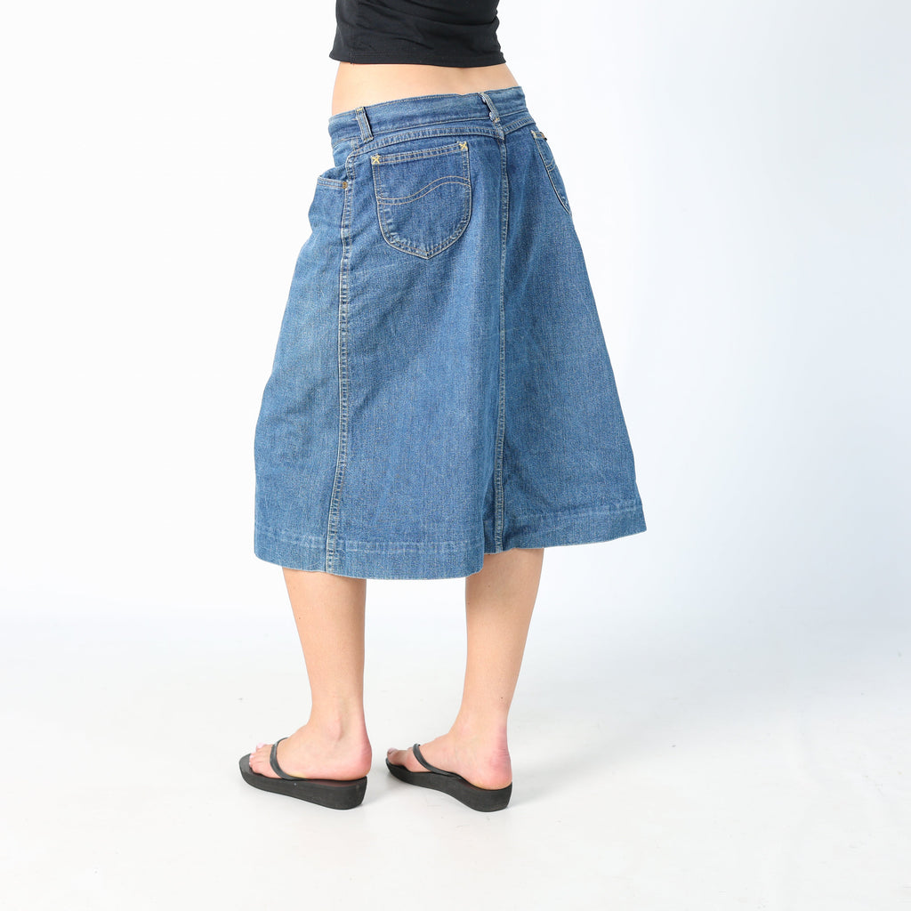Blue 90s Lee Denim Midi Skirt (M)