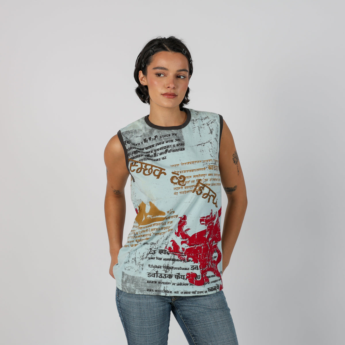 Light Blue Y2K Blend Woven Vest (XL)