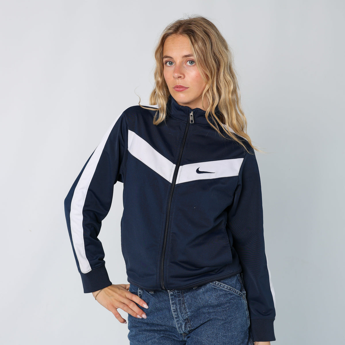 Navy Blue Y2K Nike Track Jacket (L)