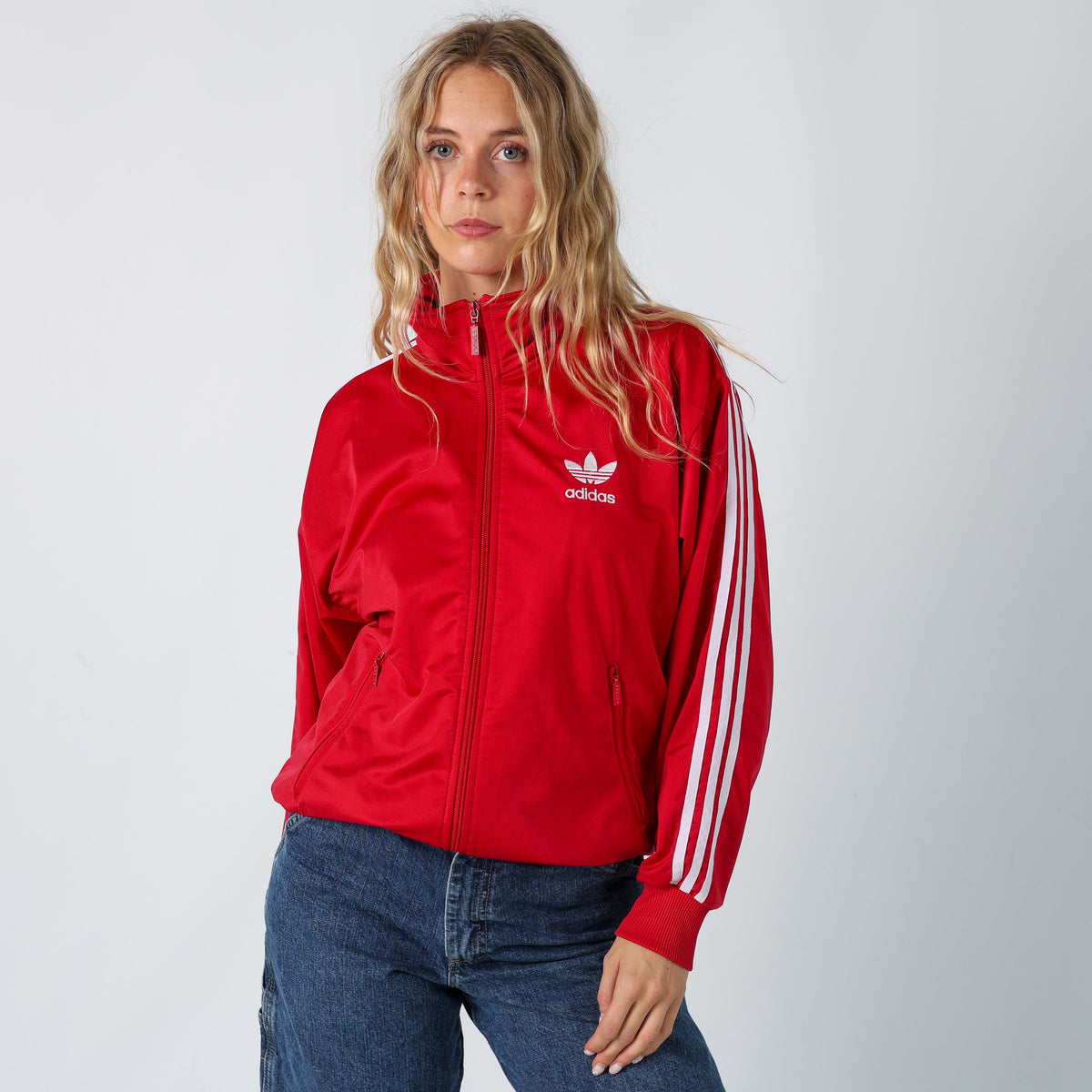 Red Y2K Adidas Track Jacket (M)