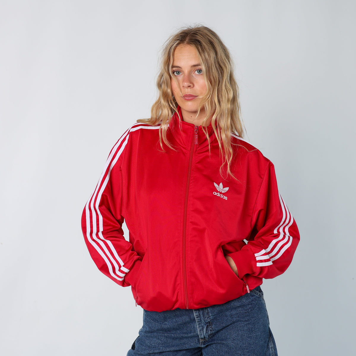 Red Y2K Adidas Track Jacket (M)