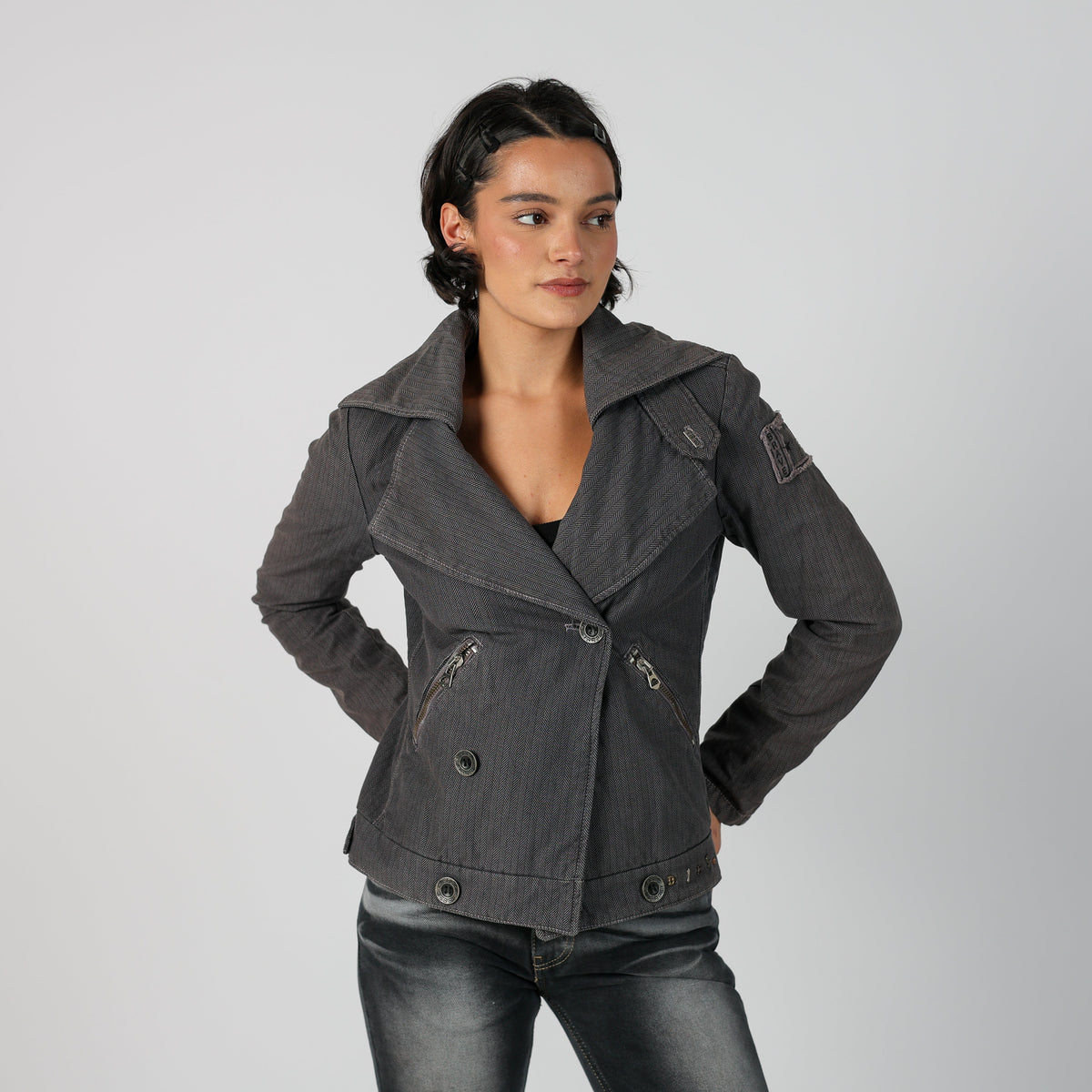 Grey Y2K Diesel Woven Jacket (XS)