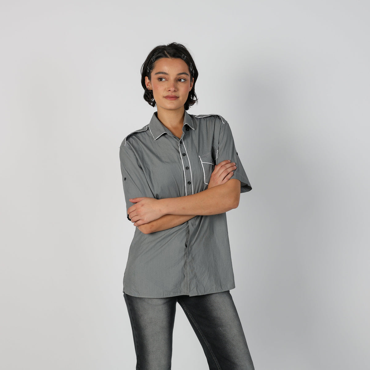 Grey Y2K Moschino Shirt (M)