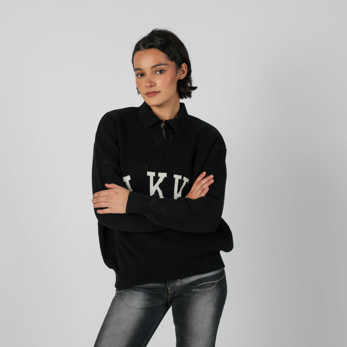 Black Y2K Knitted Jumper (XL)