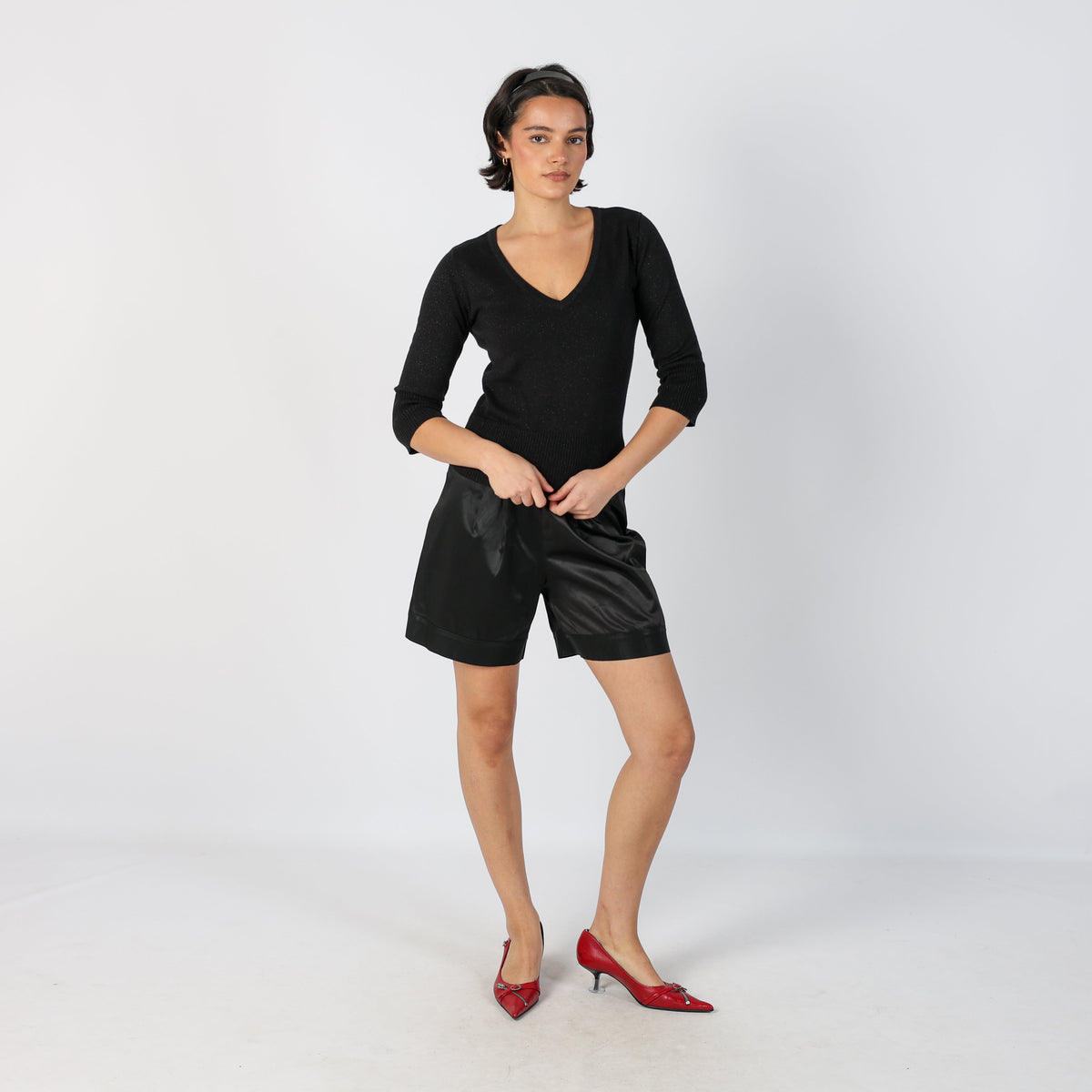 Black Y2K Made in Italy Woven Shorts (S)
