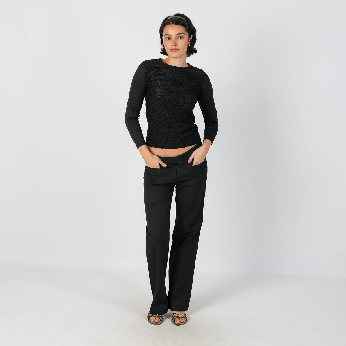 Black Y2K Max&Co. Formal Trousers (10)