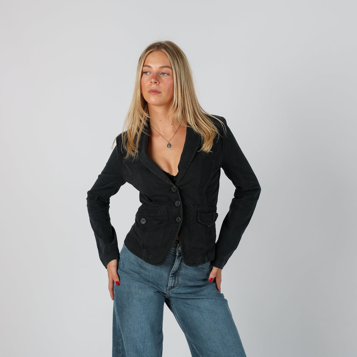 Black Y2K Sisley Blazer (XS)