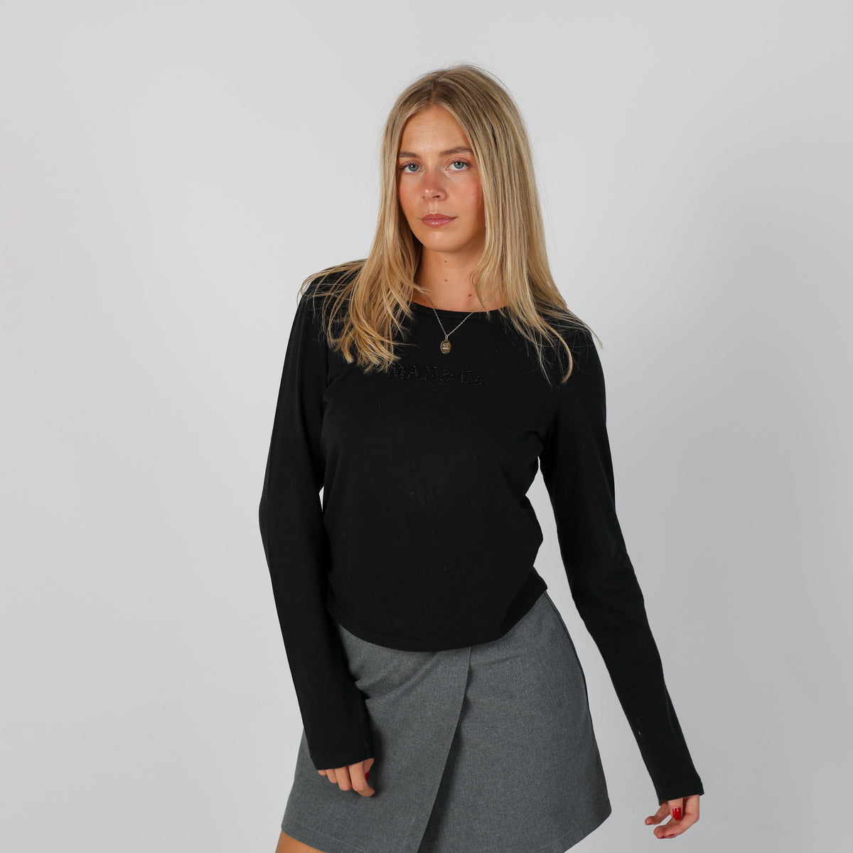 Black Y2K Max&Co. Long Sleeve Top (S)