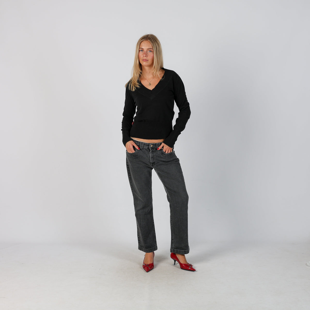 Grey Y2K Trussardi Straight Jeans (M)