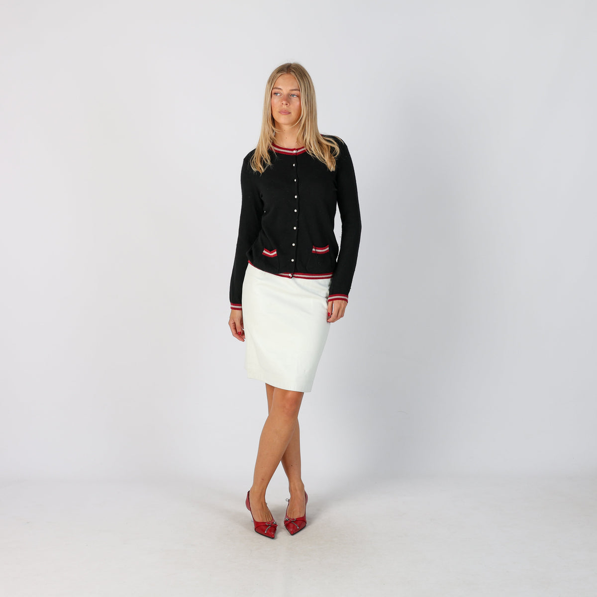 White Y2K Trussardi Leather Midi Skirt (S)
