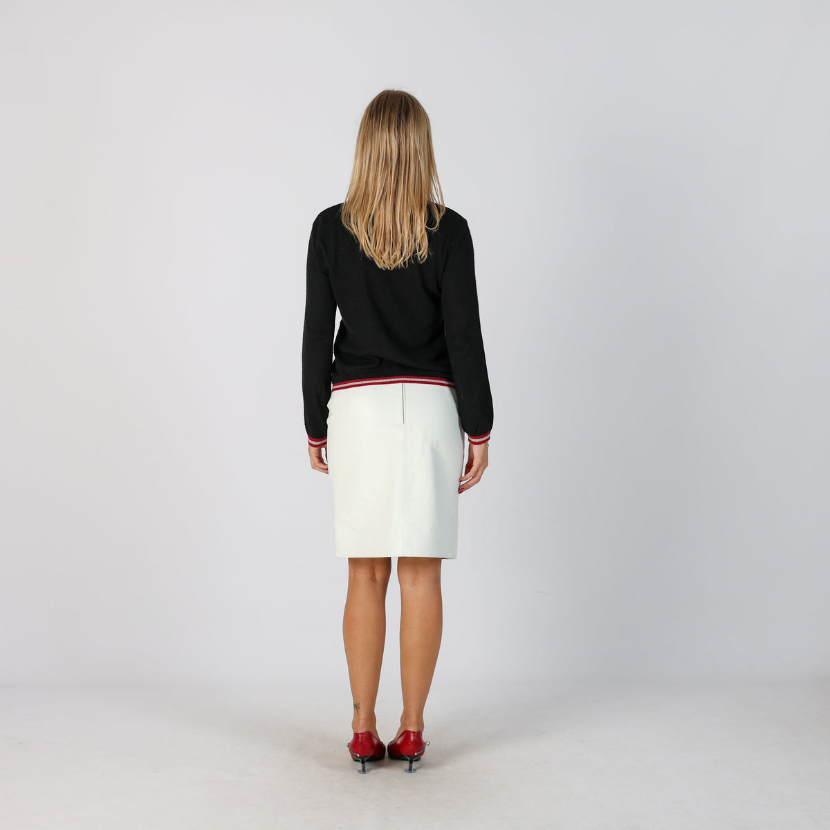White Y2K Trussardi Leather Midi Skirt (S)