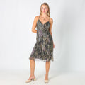 Dark Green Y2K Camomilla Woven Midi Dress Floral (M)
