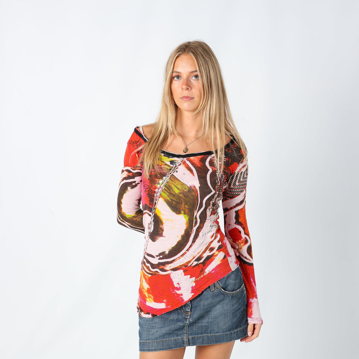 Multicoloured Y2K Desigual Long Sleeve Top (S)