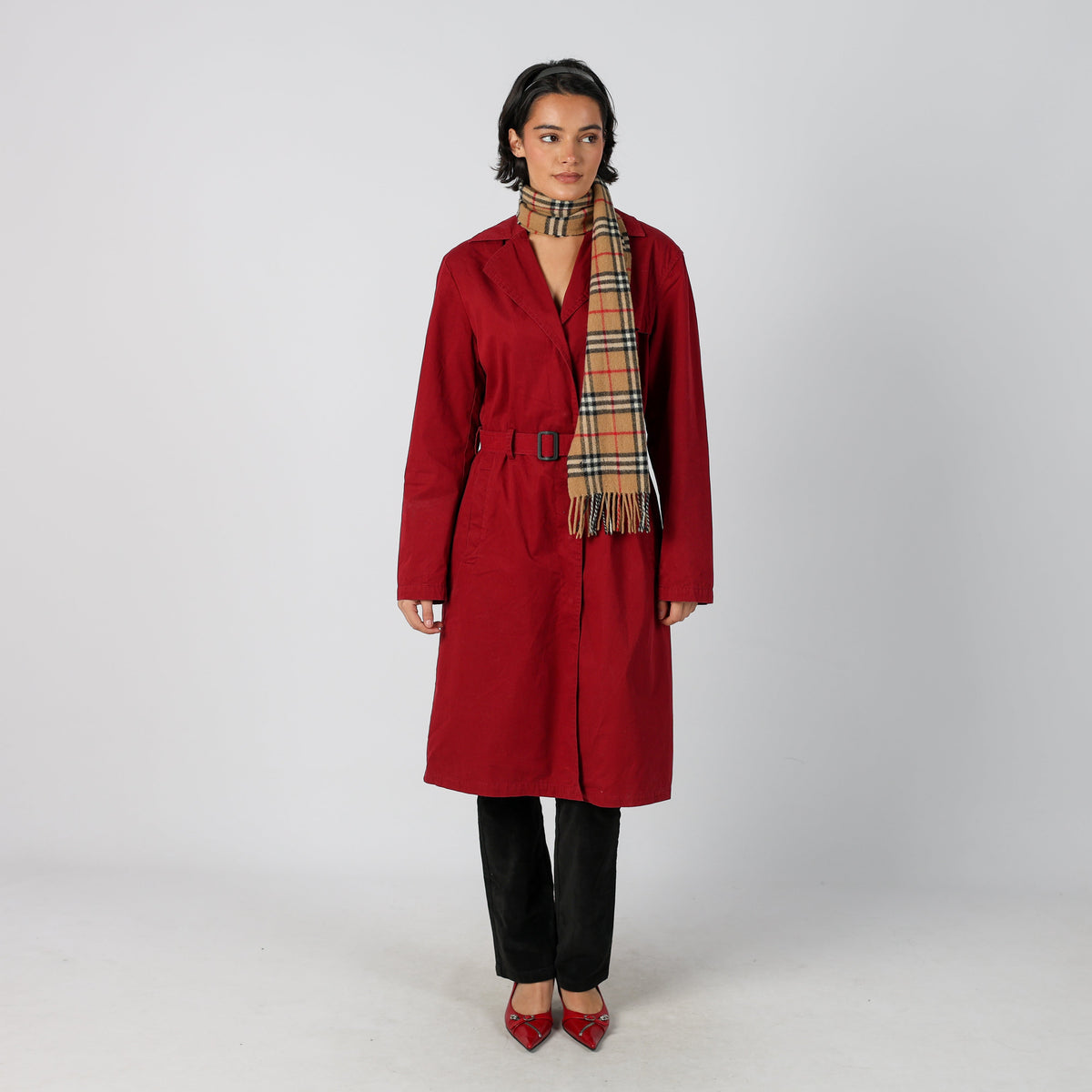 Red Y2K Onyx Trench Coat (L)