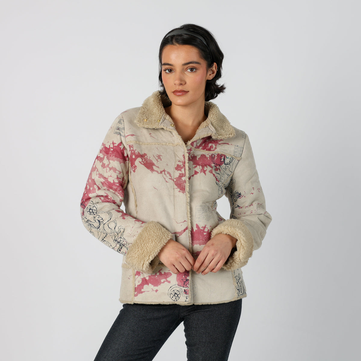Beige Y2K Shearling Coat (M)