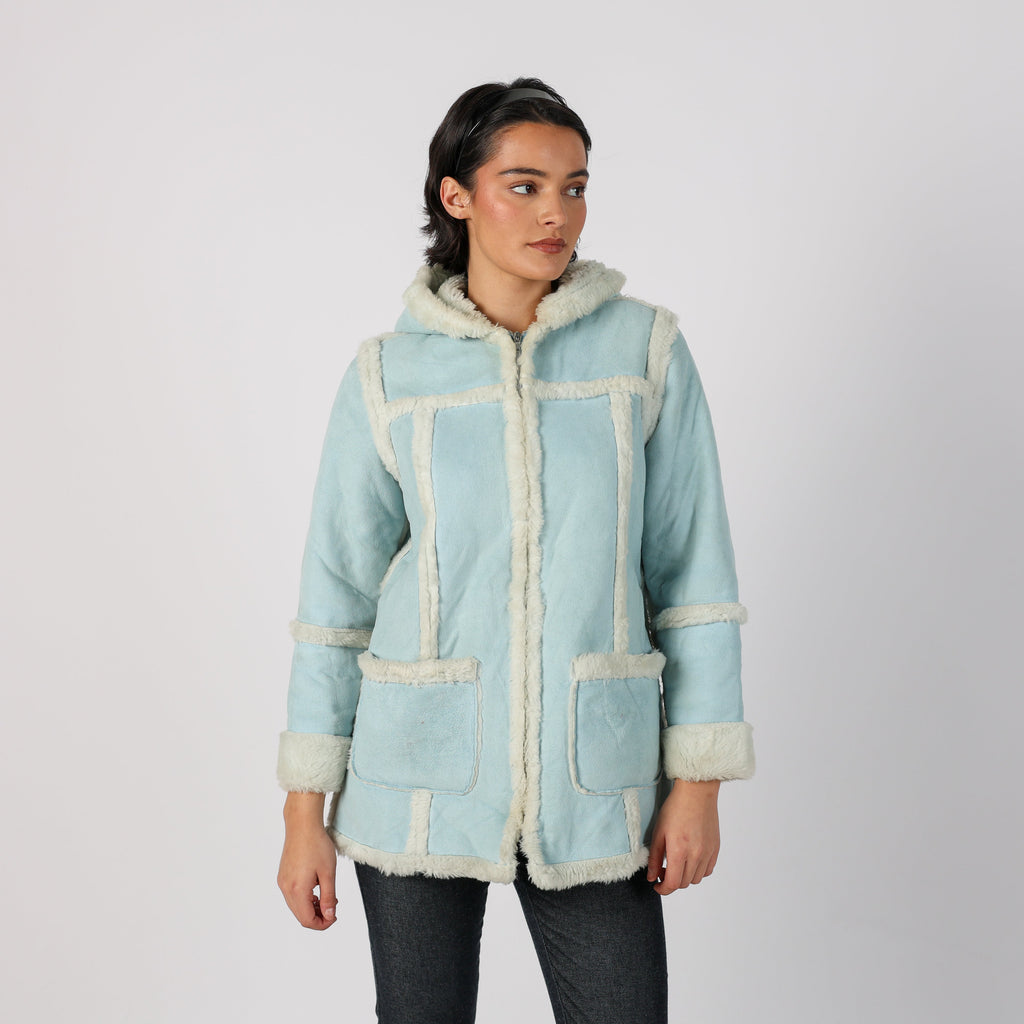 Light Blue Y2K Brums Shearling Coat (M)