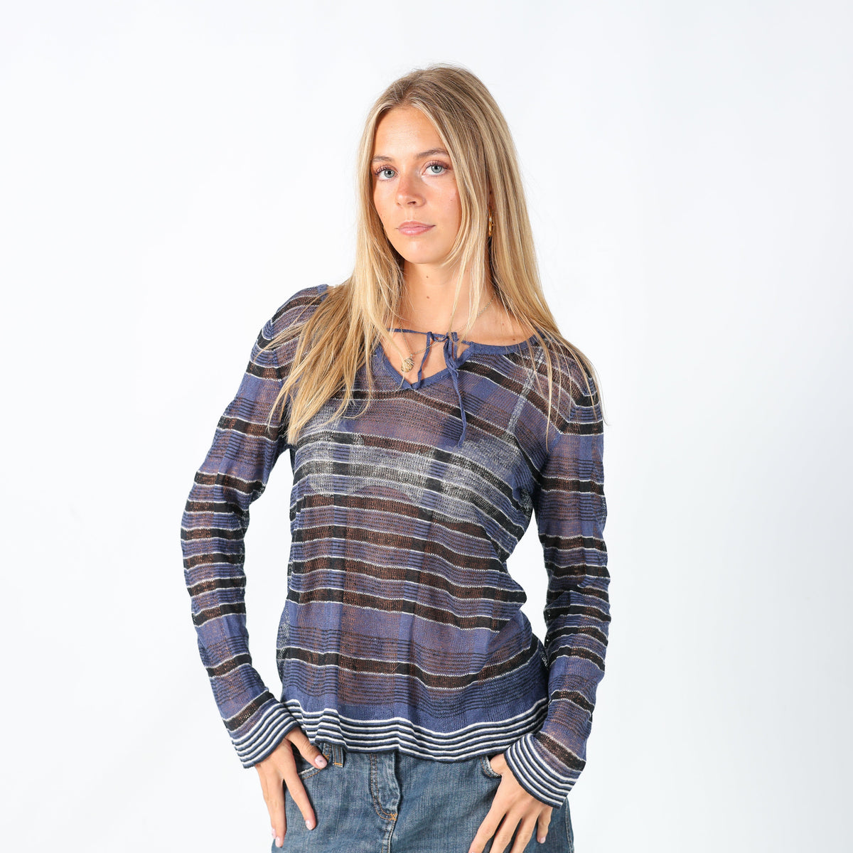 Blue Y2K Stefanel Long Sleeve Top (M)
