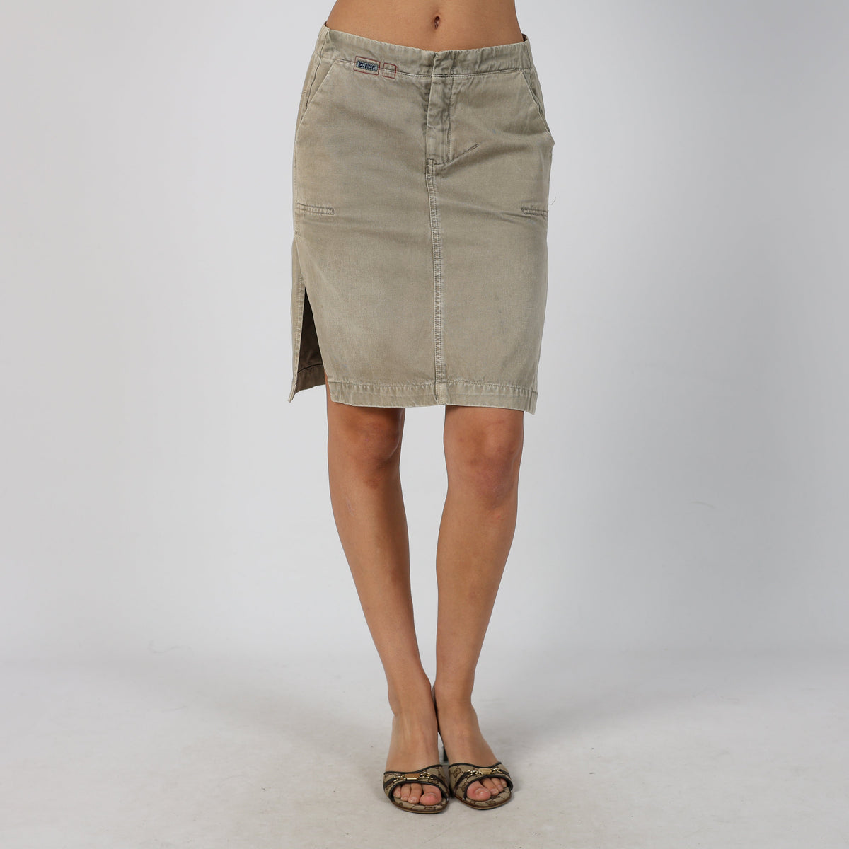 Beige Y2K Diesel Denim Midi Skirt (S)