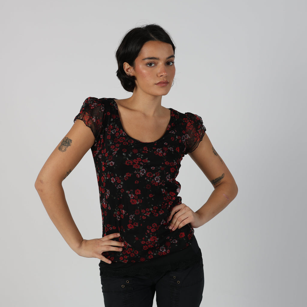Black Y2K Zuiki Woven Top (M)