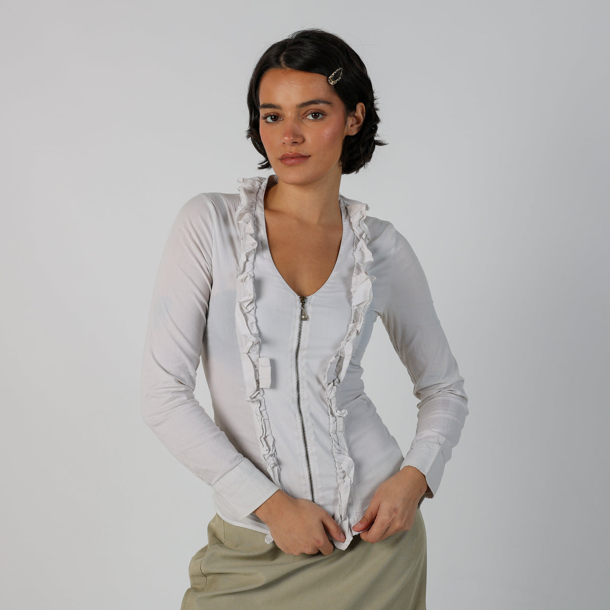 White Y2K Blouse (XS)