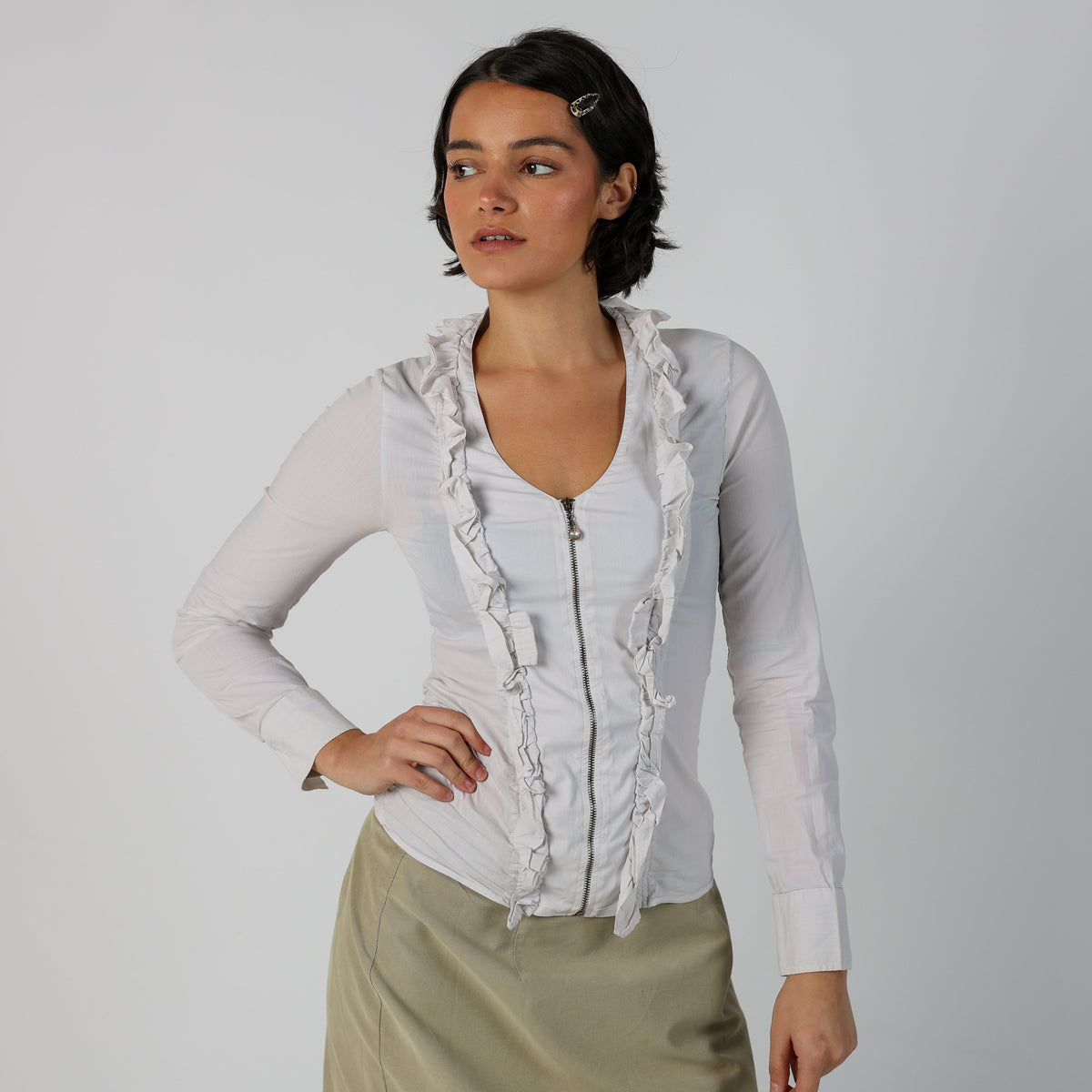 White Y2K Blouse (XS)
