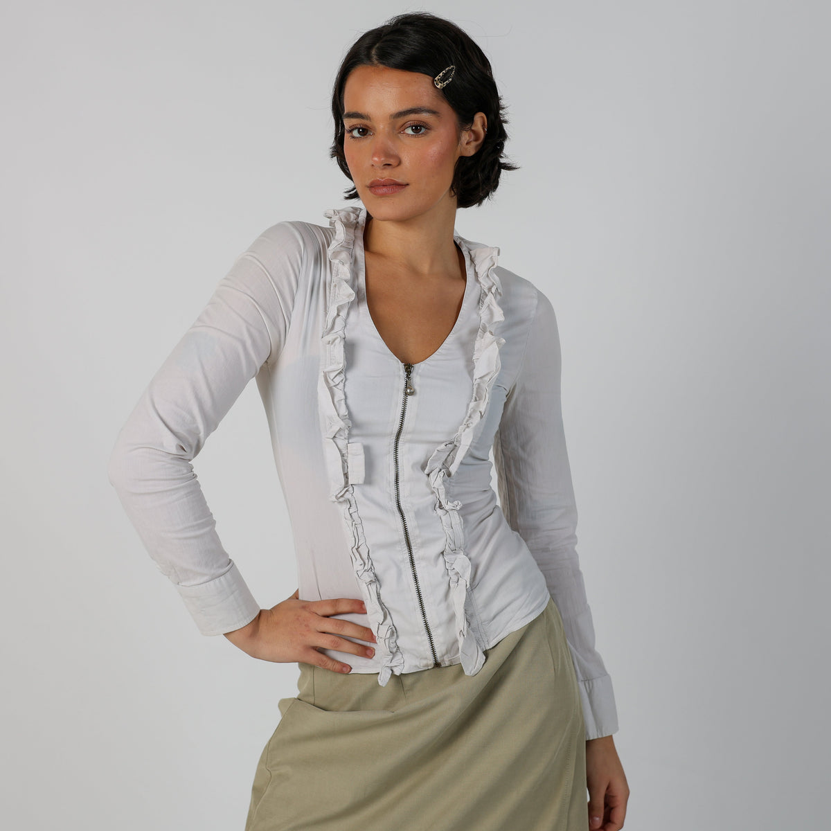 White Y2K Blouse (XS)