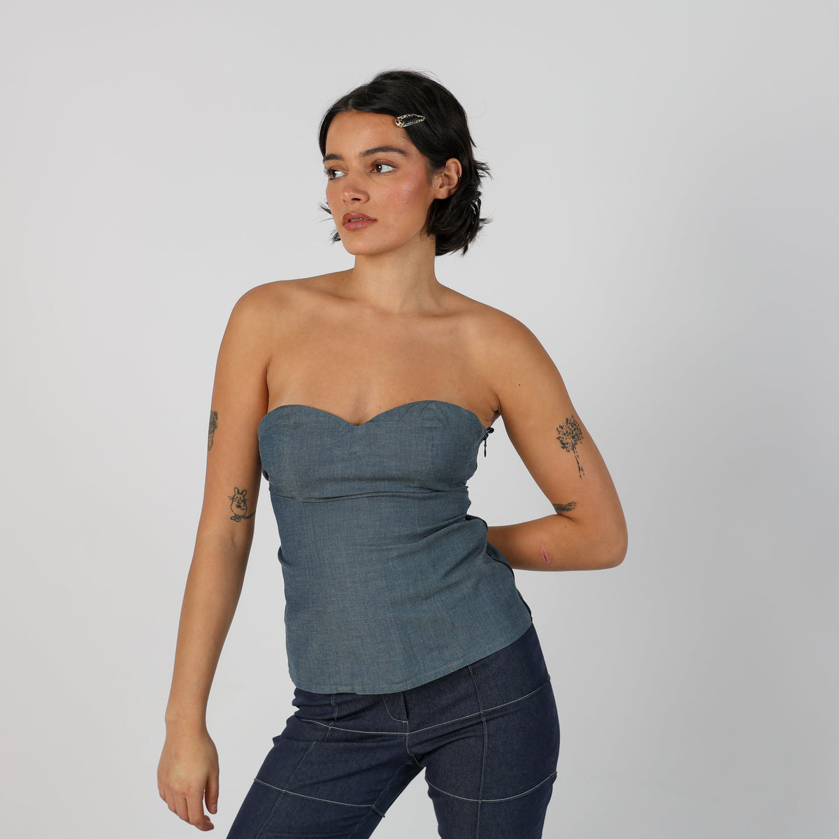 Blue Y2K Guess Woven Top Bandeau (S)