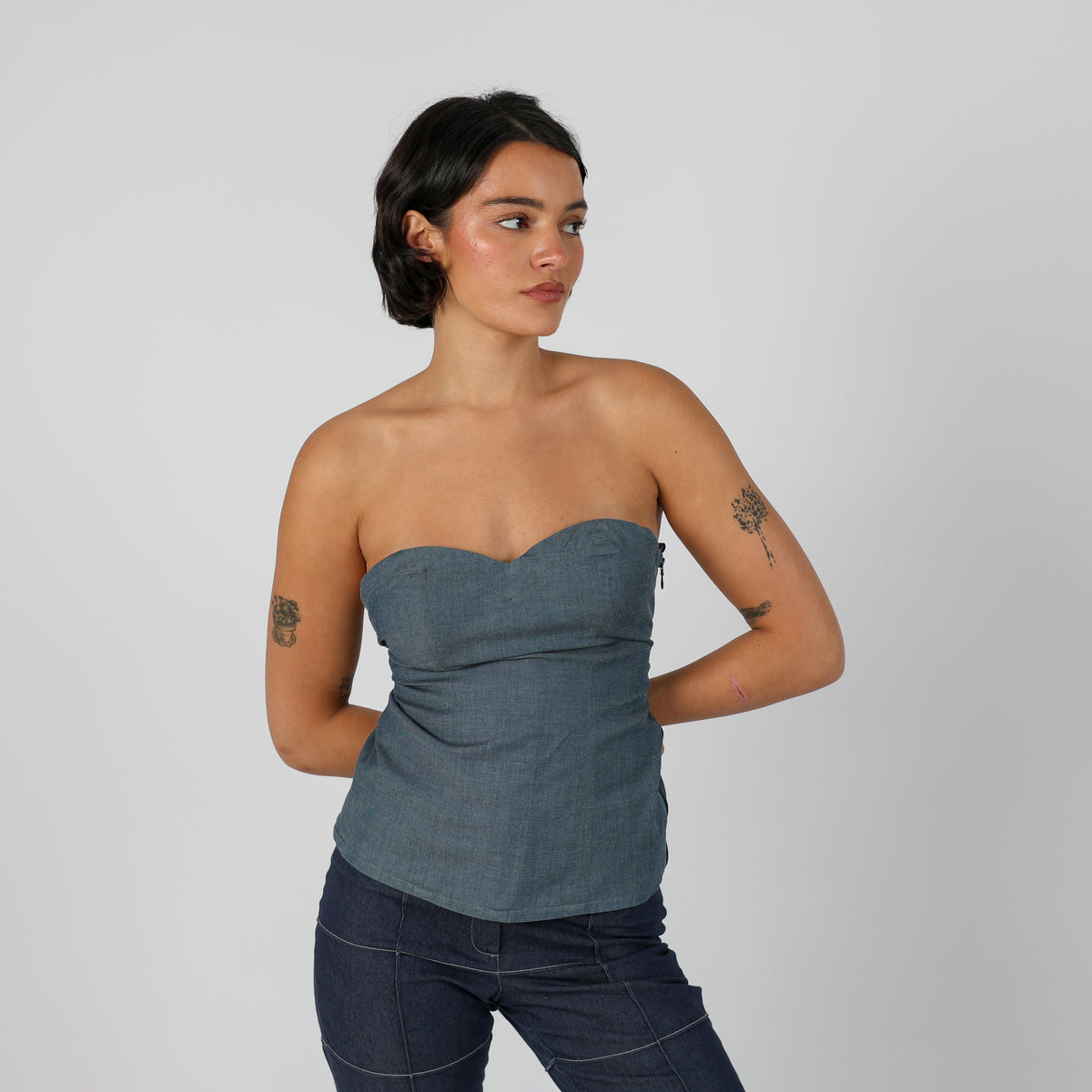 Blue Y2K Guess Woven Top Bandeau (S)