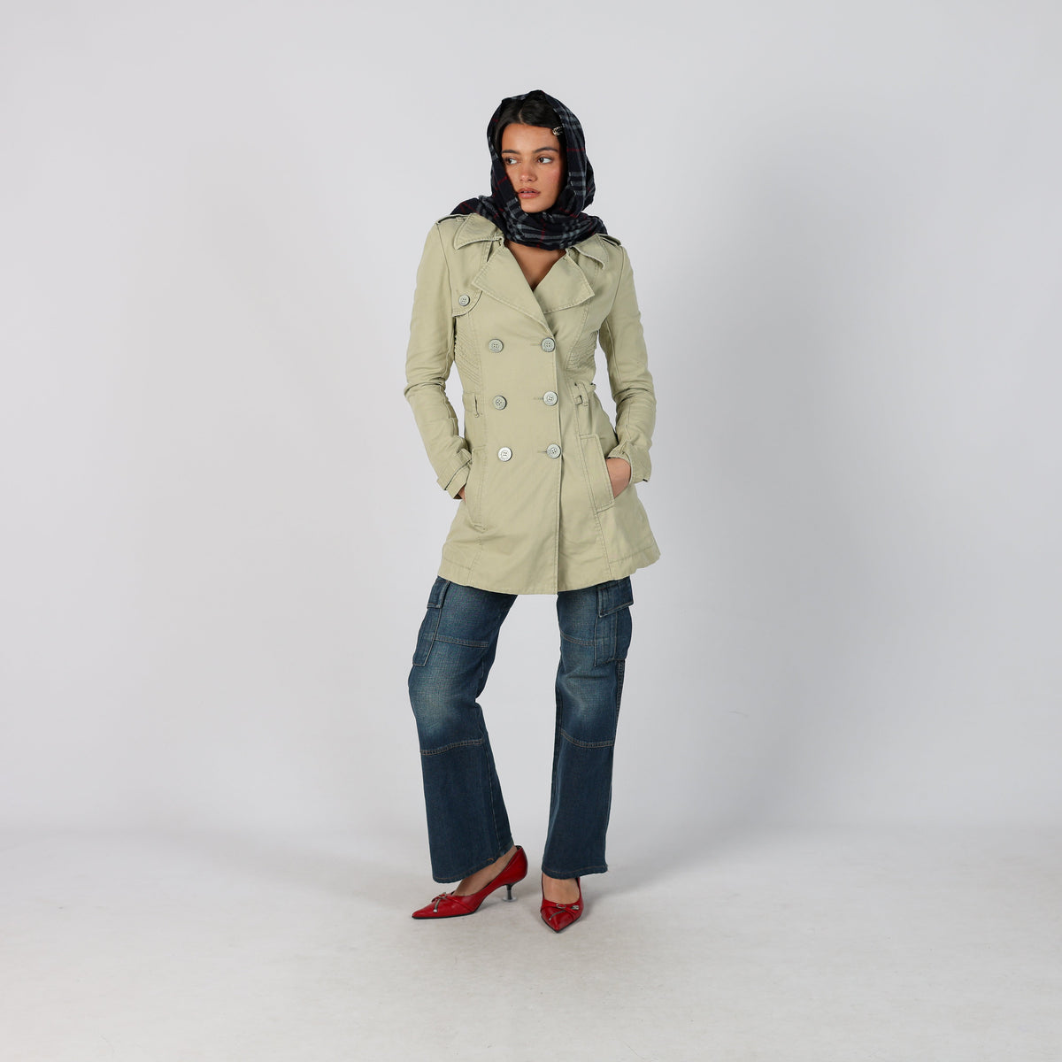 Beige Y2K Guess Trench Coat (S)