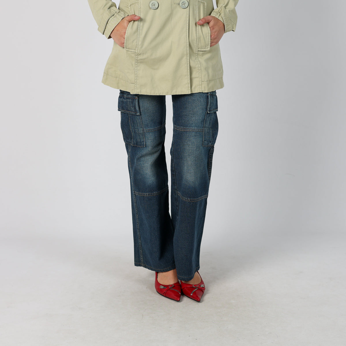 Beige Y2K Guess Trench Coat (S)
