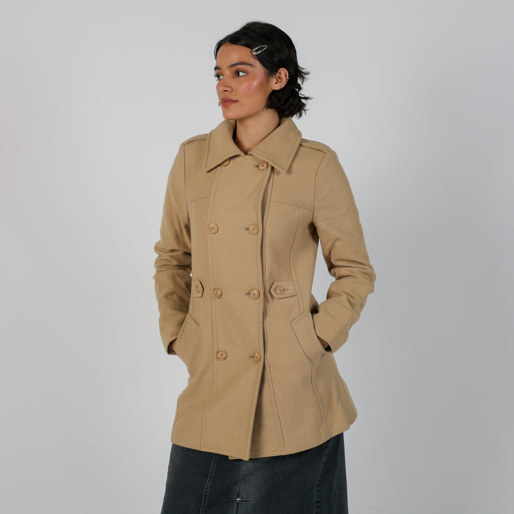 Tan Y2K Sisley Trench Coat (S)