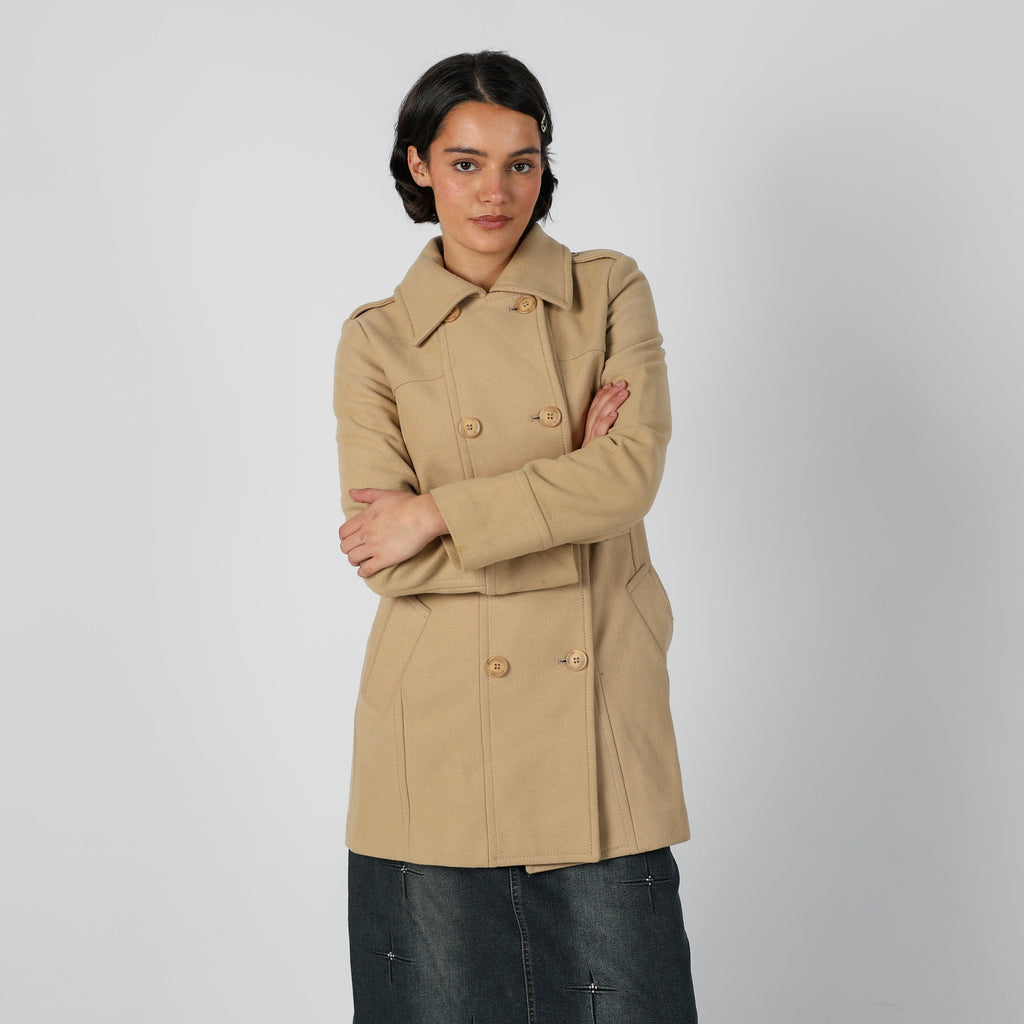 Tan Y2K Sisley Trench Coat (S)