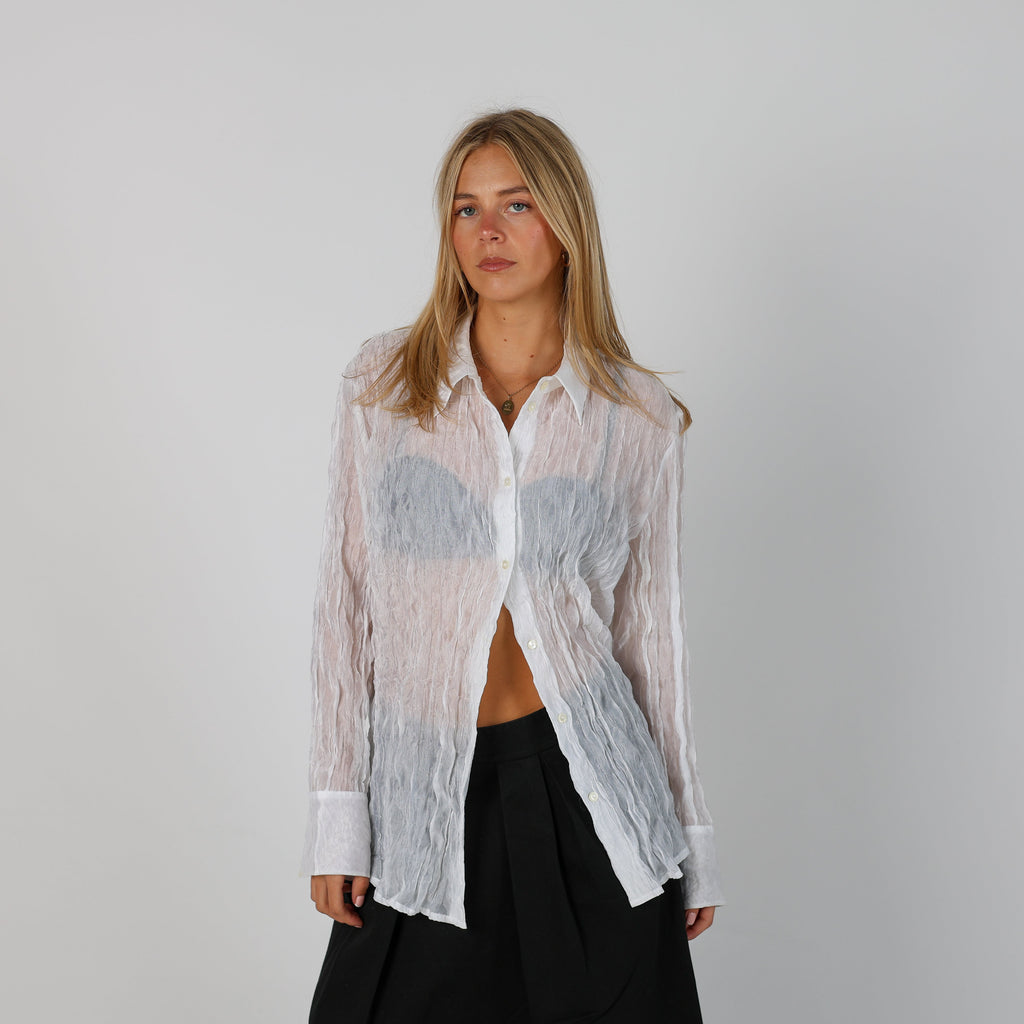 Ivory Y2K Madeleine Shirt Sheer (M)
