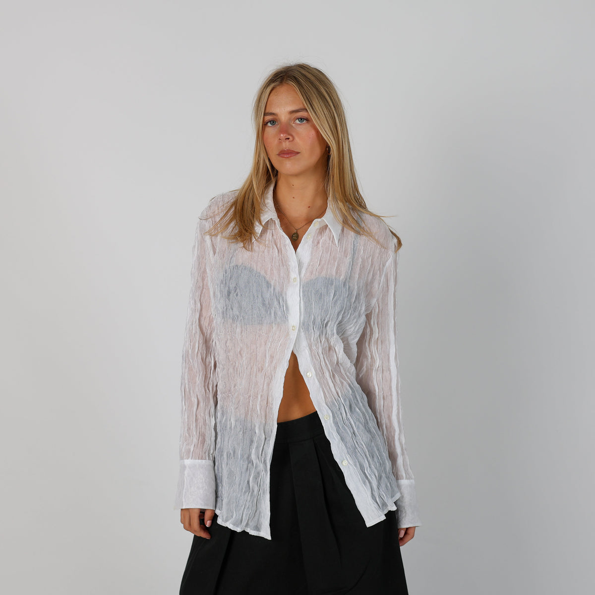 Ivory Y2K Madeleine Shirt Sheer (M)