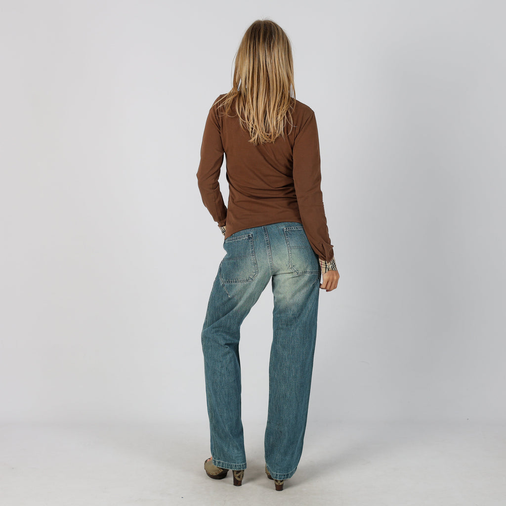 Blue Y2K Dad & Wide Jeans (S)