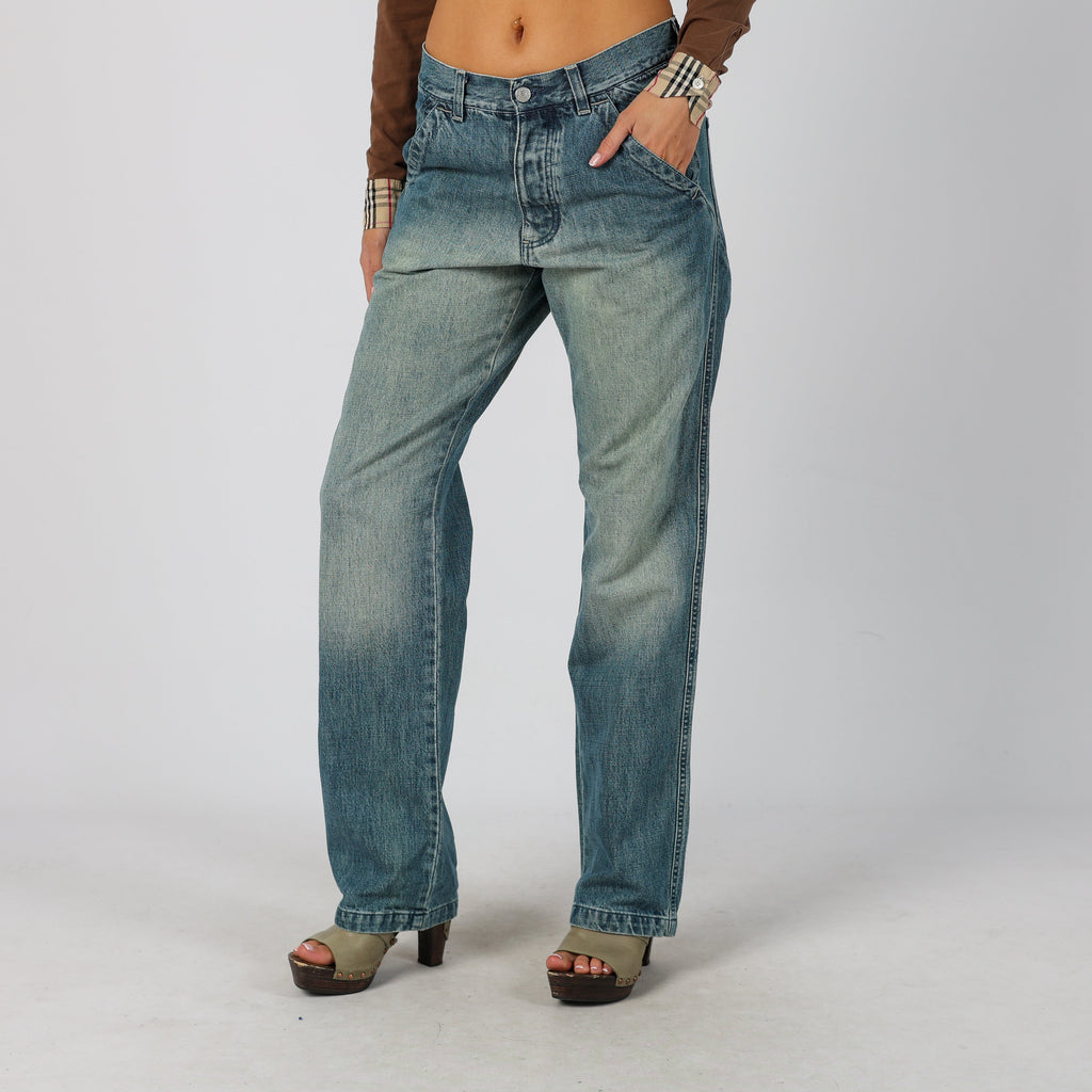 Blue Y2K Dad & Wide Jeans (S)