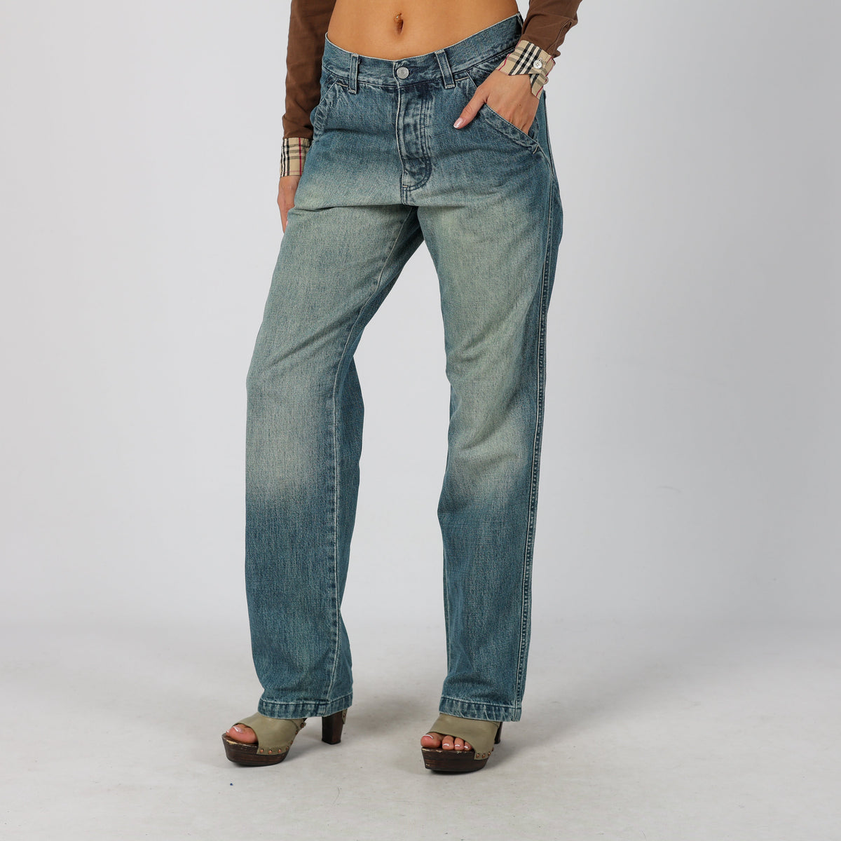 Blue Y2K Dad & Wide Jeans (S)