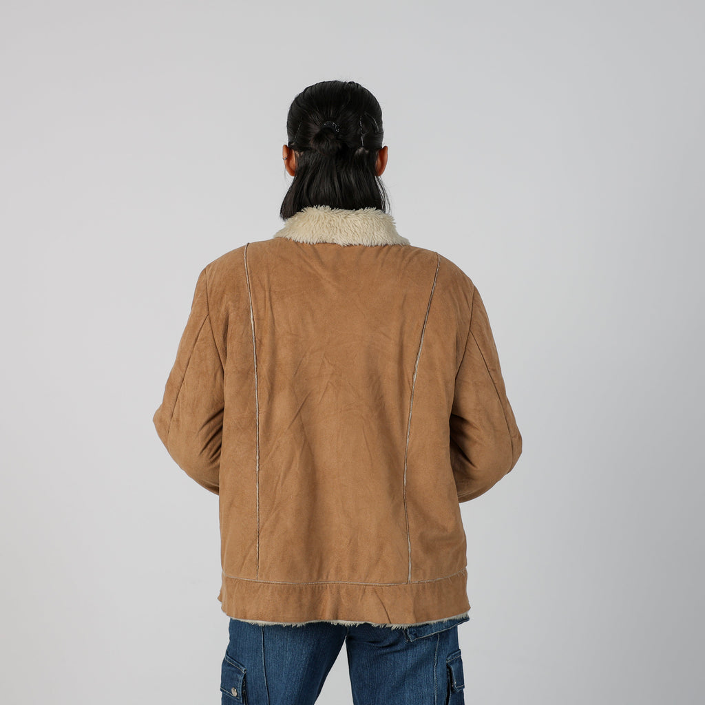 Tan Y2K Shearling Coat (L)