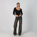 Blue Y2K Straight Jeans Brown wash (XS)