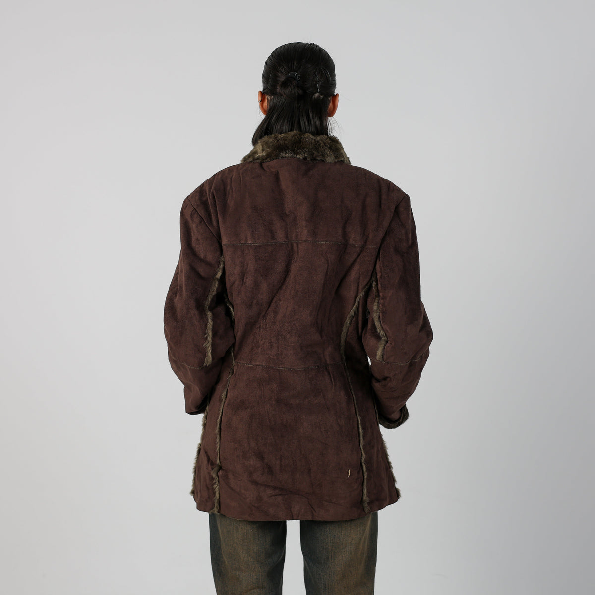 Brown Y2K Made in Italy Afghan Coat Faux fur (L)