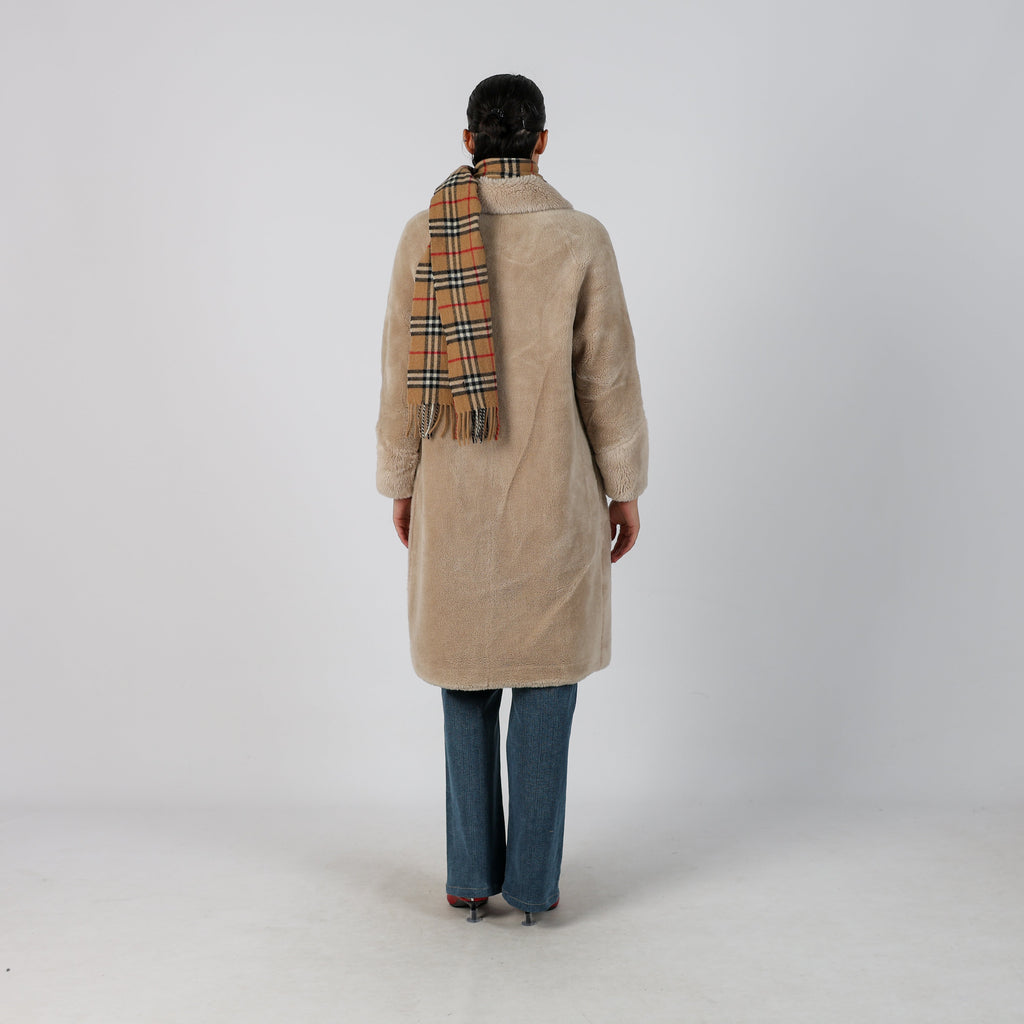 Beige Y2K Shearling Coat Faux fur (M)