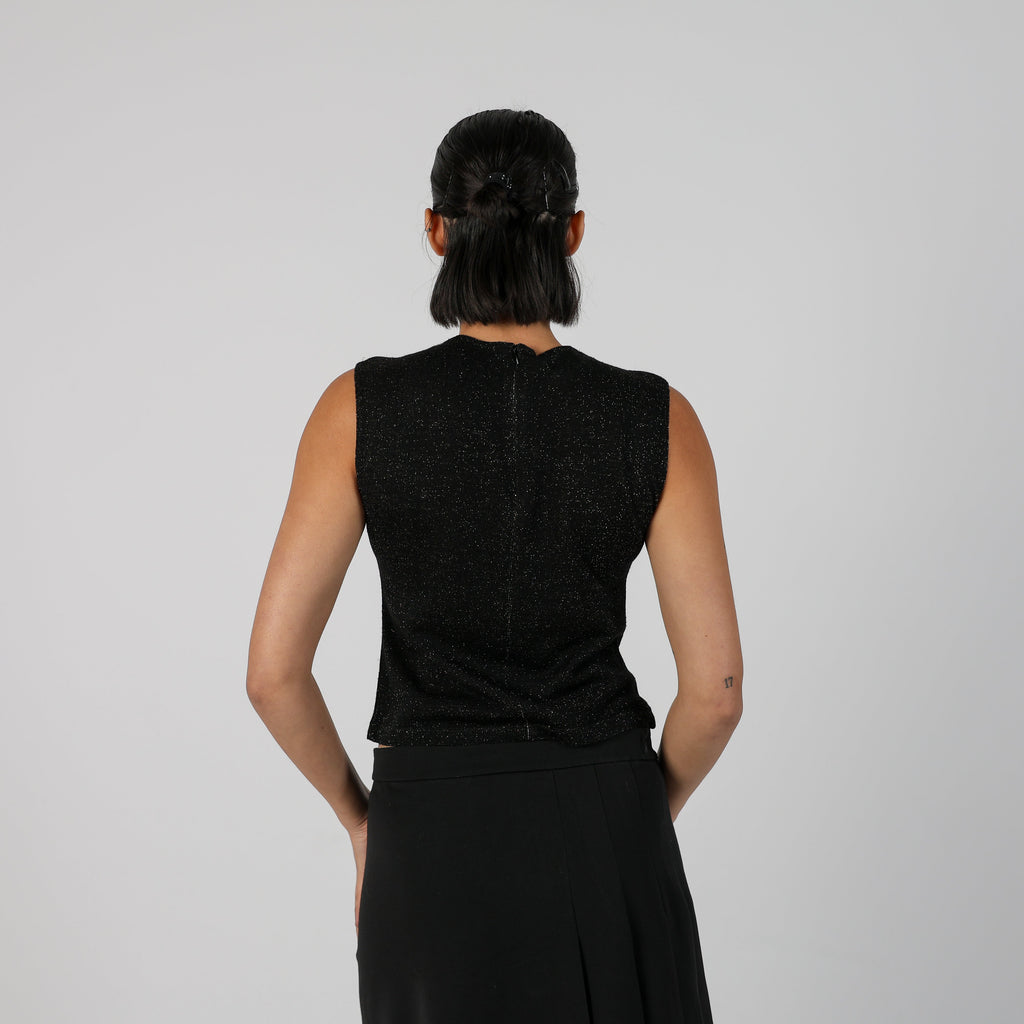 Black Y2K Max&Co. Knitted Top Gold fleck (S)