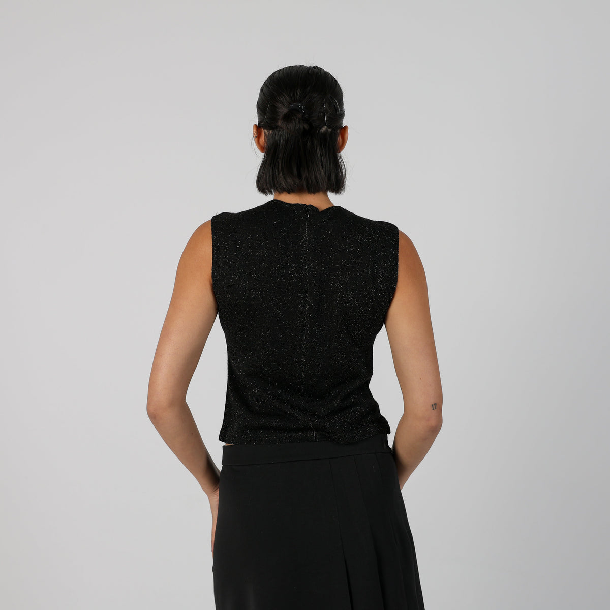 Black Y2K Max&Co. Knitted Top Gold fleck (S)