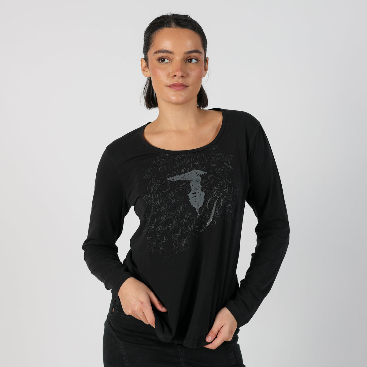 Black Y2K Trussardi Long Sleeve Top (M)