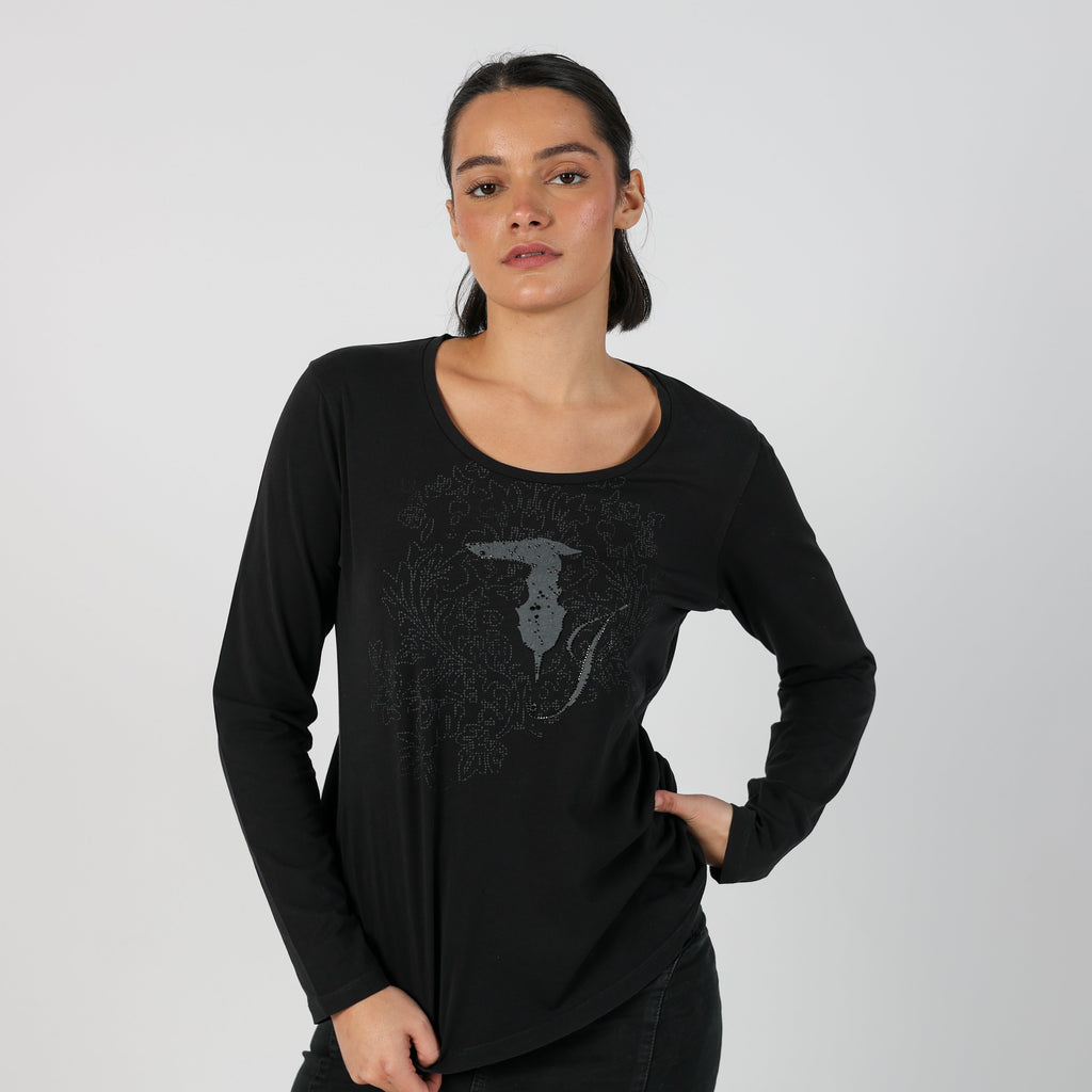 Black Y2K Trussardi Long Sleeve Top (M)