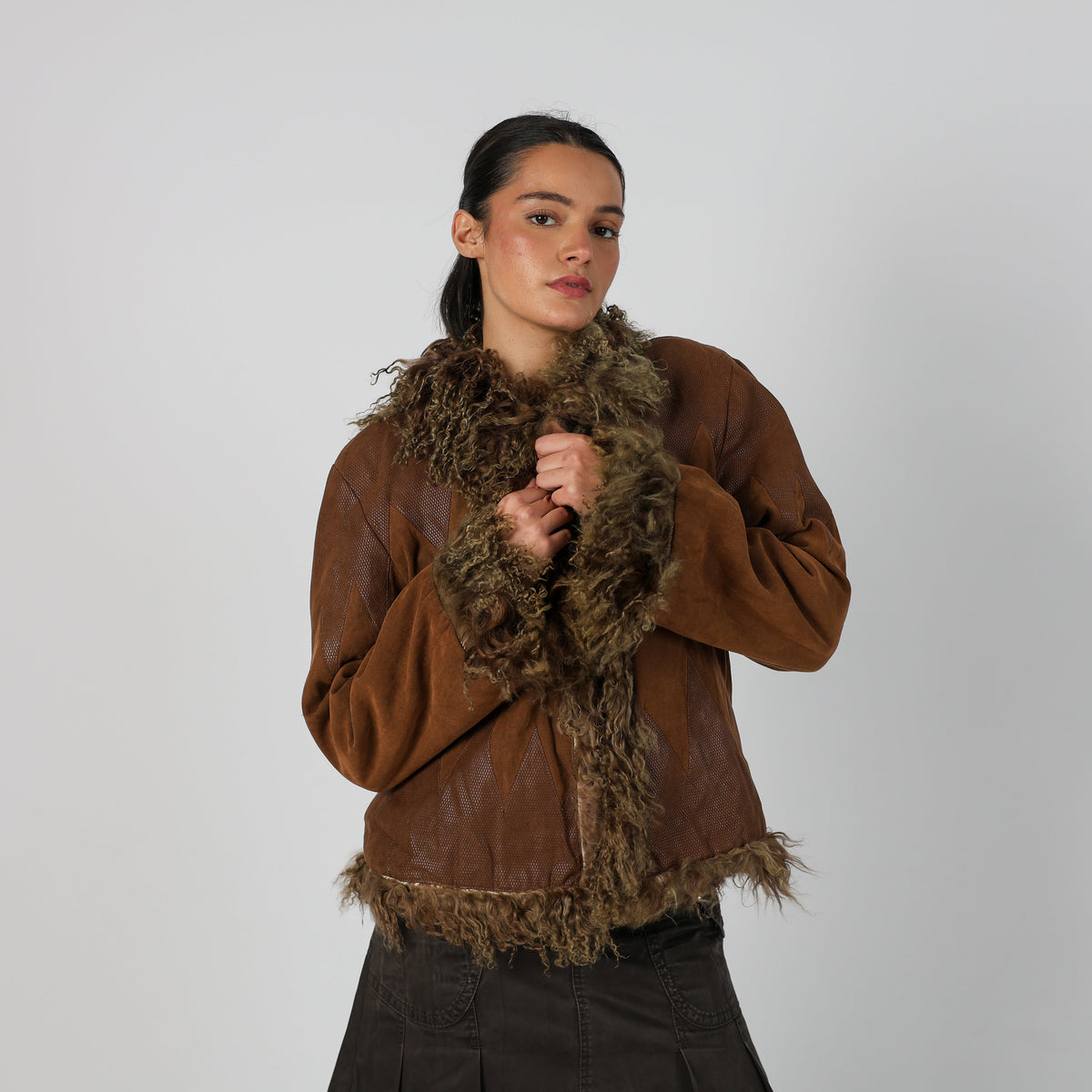 Brown Y2K Afghan Coat (L)