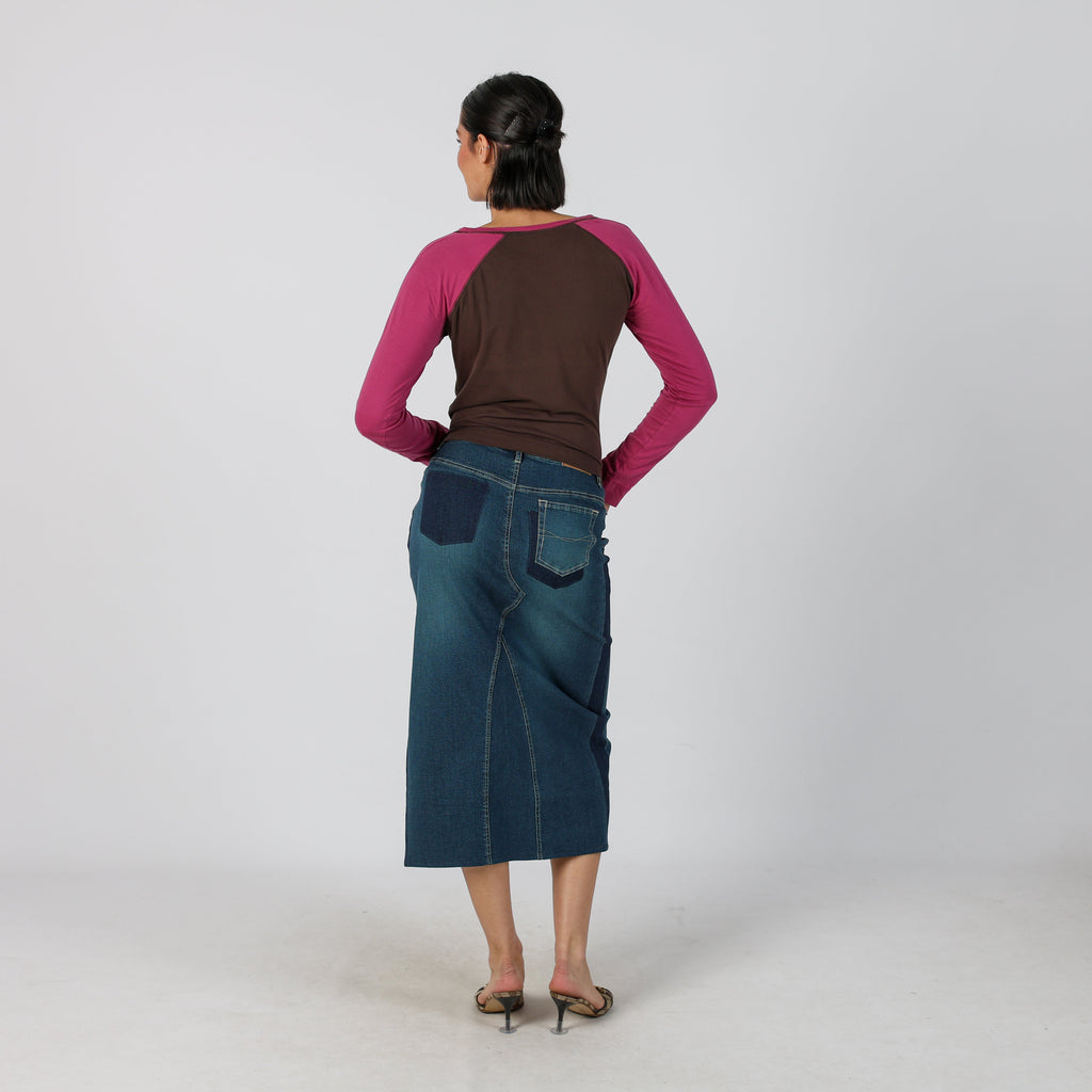 Blue Y2K Pepe Jeans Denim Midi Skirt Split (XS)