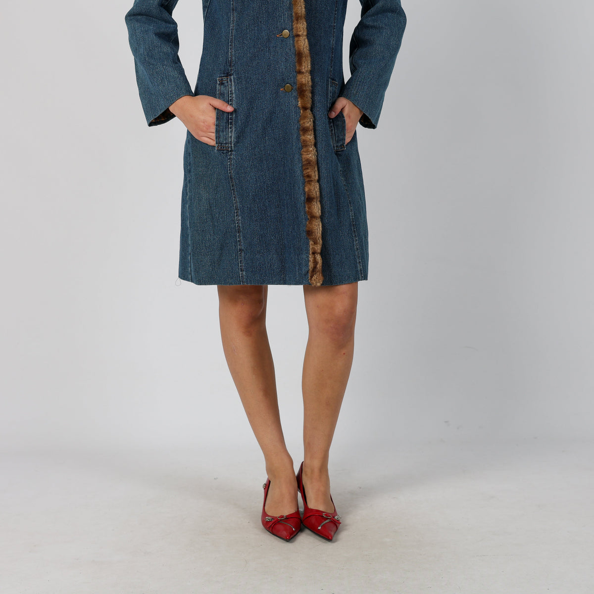 Blue Y2K Motivi Afghan Coat Faux fur (M)