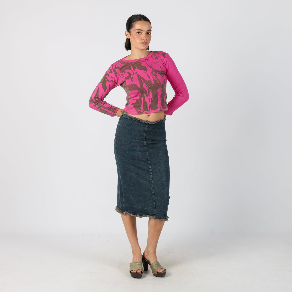 Blue Y2K Denim Midi Skirt (XS)