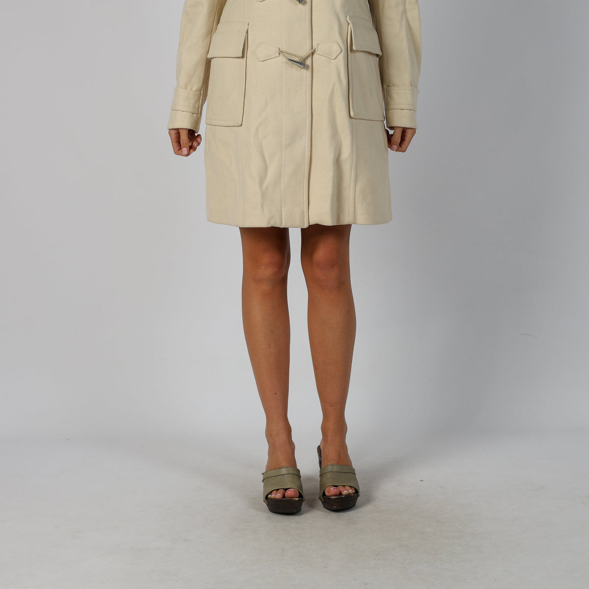 Cream Y2K Made in Italy Duffle Coat (M)